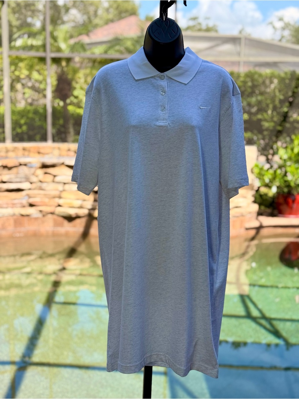 Nike Sportswear Essential Polo Dress Grey Heather HV2498-051 Womens Size L